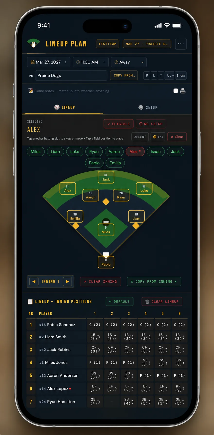 Lineup Plan on iPhone